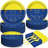 200Pcs Yellow Cartoon Party Supplies Cute Cartoons Themed Paper Plates and Napkins Banana Tableware Dinnerware Set for Boy Girl Birthday Favors Baby Shower Decoration Serve 50 Guests