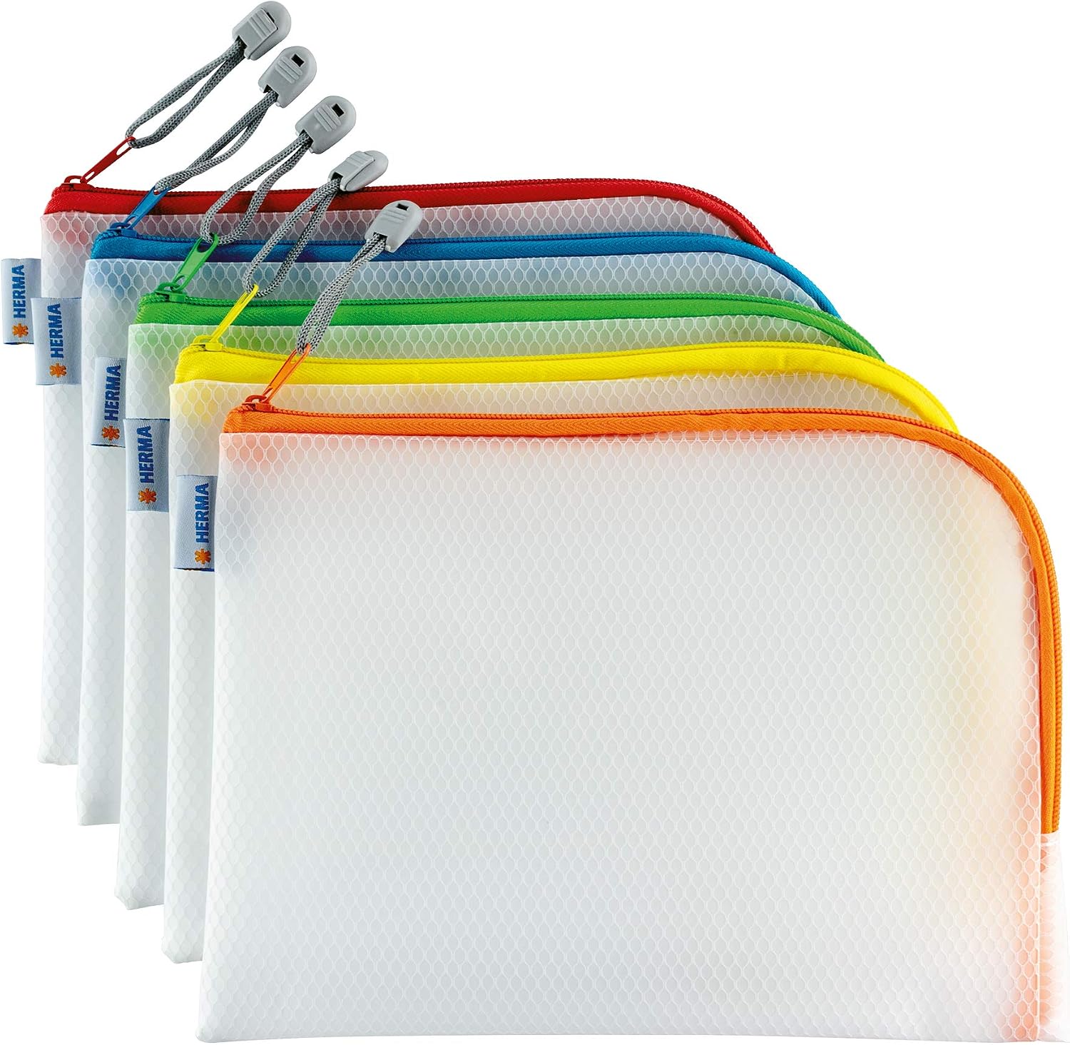 HERMA 20007 Zip Toiletry Bag A5, Pack of 10, transparent (26 x 20 cm) small zippered travel pouch for cosmetics liquids