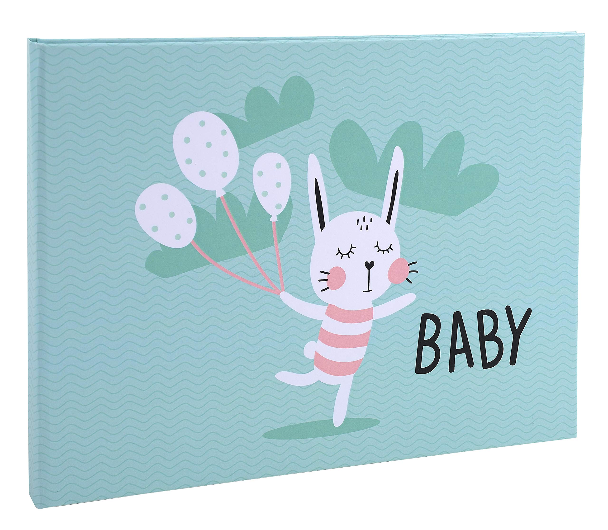 Exacompta - Ref 11230E - Baby Photo Album - 285 x 220mm in Size, 60 Pages of 250gsm White Card - Frames, Cards, Clips, Magnets & Photo Wire Provided - Green