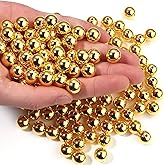 Chuyau 150pcs Gold 12mm Pearl Beads with Hole Round Pearls for Crafting Loose Pearl Beads for Jewelry Making Fake Pearls Bead for Bracelets Necklaces Earrings Key Chains Accessories DIY