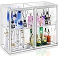 starogegc 2Pack Makeup Organizer Storage, Large Capactiy Acrylic Bathroom Organizer, Clear Cosmetics Organizer Bins with Division Board for Vanity, Skincare, Countertop Storage and Display Case