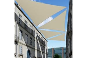 TANG 6' x 6' x 6' Sun Shade Sail Triangle Shade Canopy Patio Cover UV Block Permeable Cloth Fabric for Pergola Backyard Porch Deck Garden Carport Awning Outdoor Activity, Beige