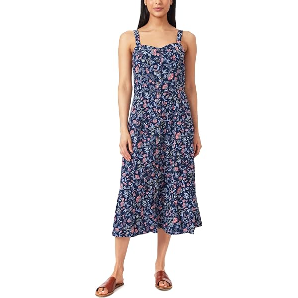 Lands' End Women's Cotton Modal Vneck Wrap Midi Dress X-Small Frosted Green  Flower Patch at Amazon Women's Clothing store