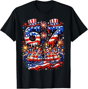 Six Seven 67 4th of July 6 7 Fourth July Boys Kids 6-7 Meme T-Shirt