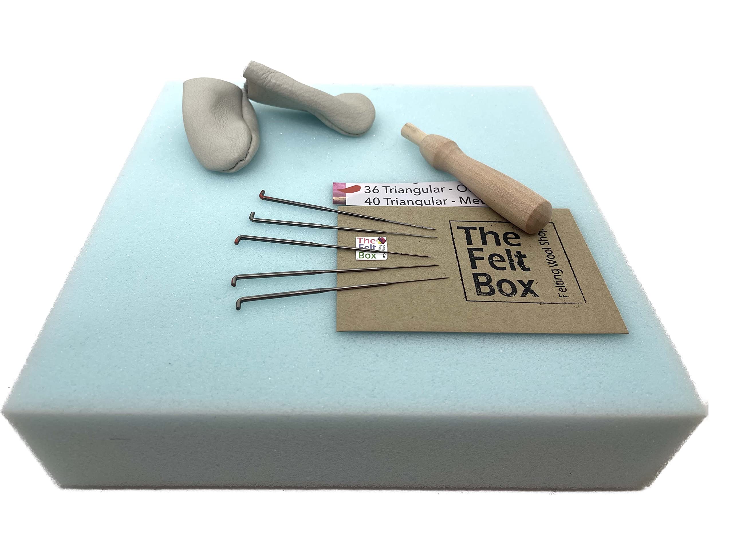 The Felt Box Needle Felting Starter Kit (No Wool) – Tools Only with Mat, Needles, Holder & Finger Protectors – Beginner Needle Felting Tools Set for Wool, Fibre Art & Craft Projects