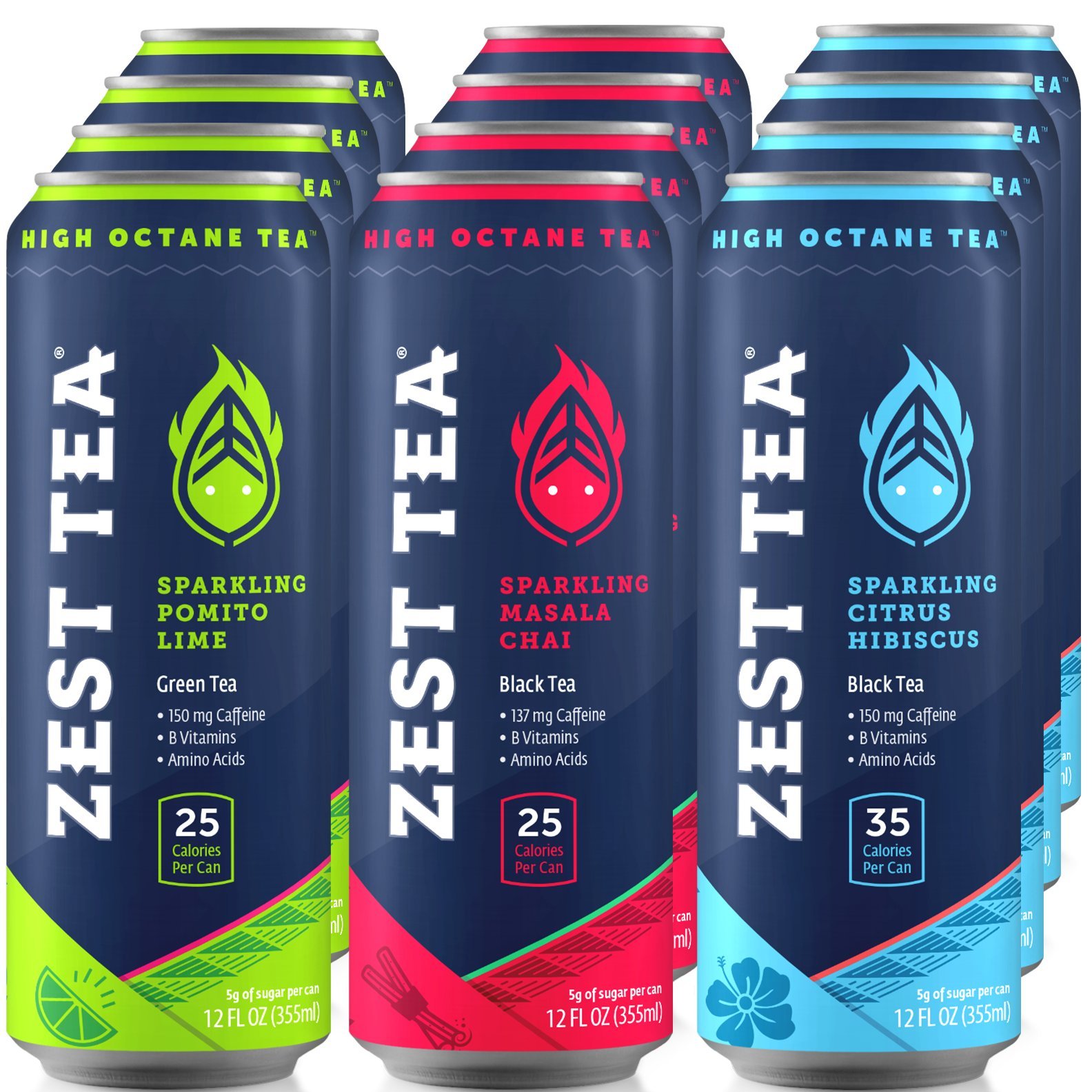 Zest Energy Tea Ultimate Sampler (4Pack) Premium High