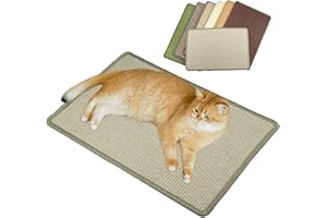 Pethave Cat Scratcher Mat,23.6x15.7inch Sisal Cat Scratchers for Indoor Cats with Velcro,Stick on Floor Wall Cat Scratch Pad,Horizontal Cat Scratch Rug Protect Furniture and Sofas (Light Gray)