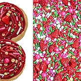Strawberry & White Shortcake Edible Confetti Sprinkles Cake Cookie Cupcake IceCream Donut Quins - 4oz