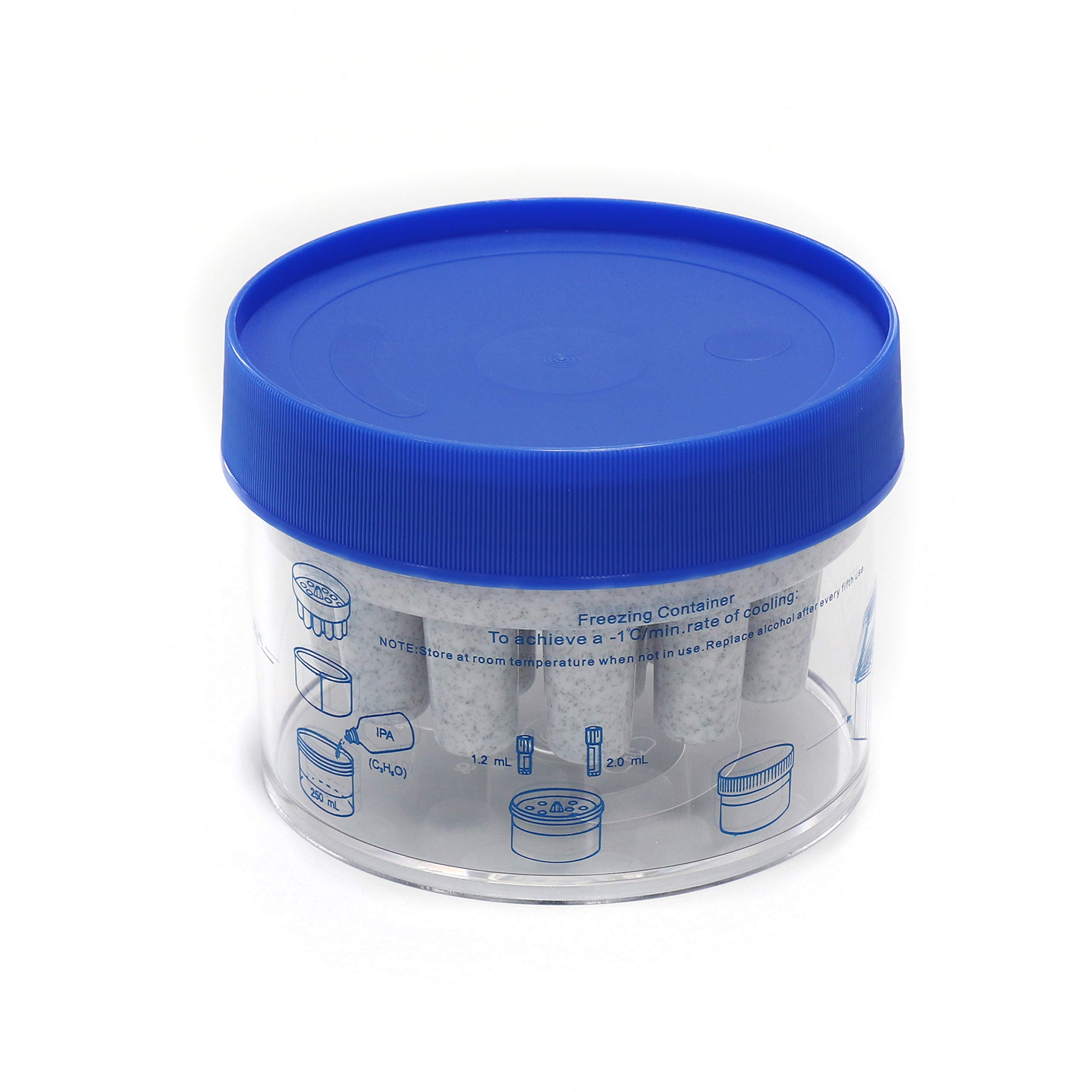 ULAB Scientific Cryo-Safe -1°C (-33.8℉) Freezing Container, Polycarbonate Jar with High-Density Polyethylene Closure, 18-Place Tube Holder, UCP1001