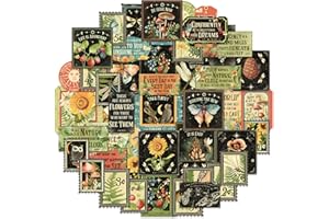 Bomichi 100 Pcs Postage Stamp Stickers, Aesthetic Insect Plants Decorative Stickers for Scrapbooking Bullet Journaling Planners DIY Calendars Notebook Junk Journal