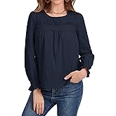 Long Sleeve Shirts Women Dressy Blouses for Women Cute Crew Neck Fall Tops Trendy Women's Clothing 2026 Fashion