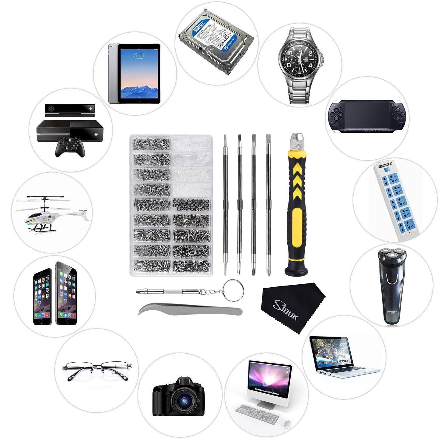 Eyeglass Repair Kit, SIQUK Glasses Repair Kit with 8 in 1