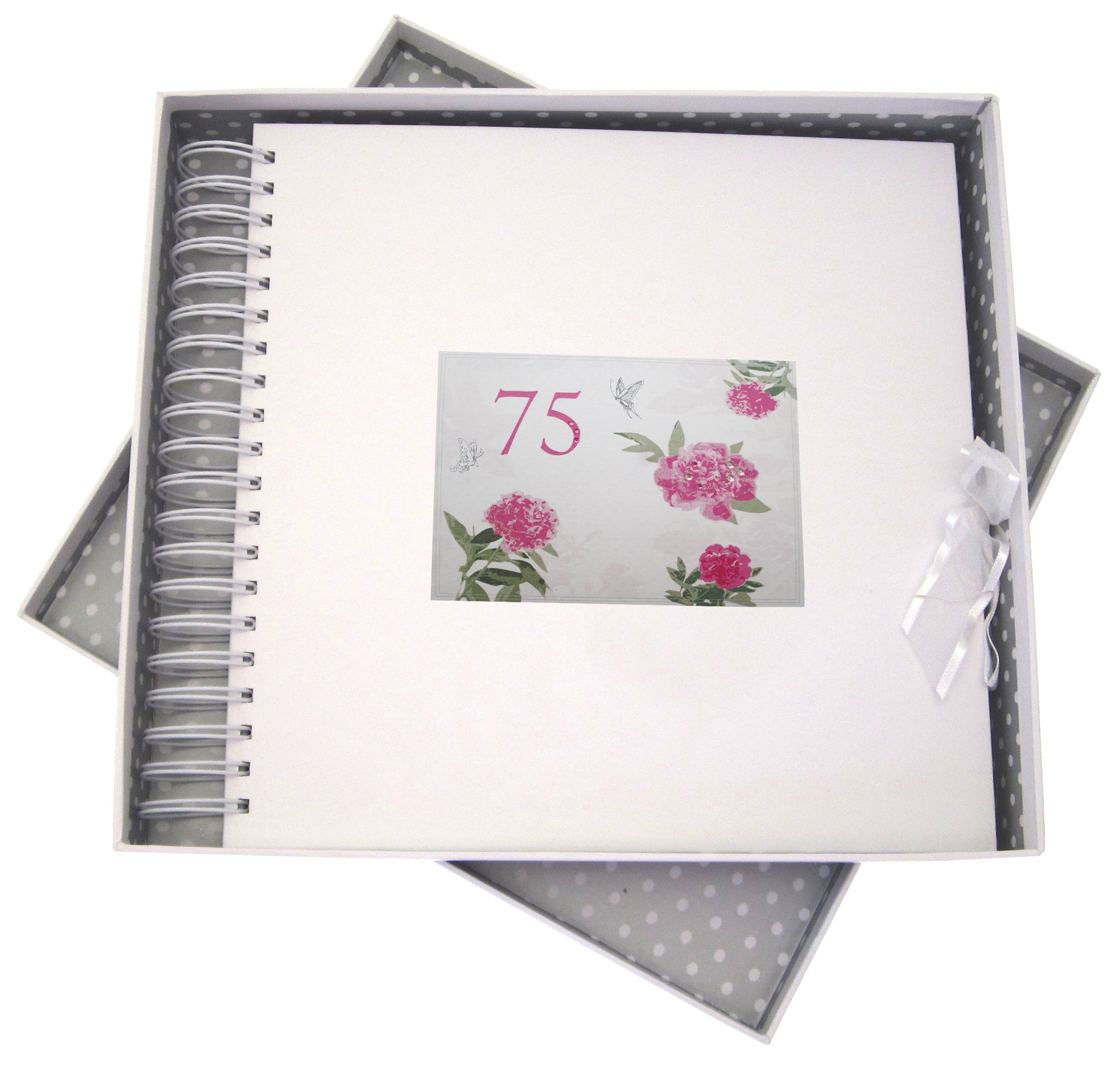 WHITE COTTON CARDS, 75th Birthday, Card & Memory Book, English Roses