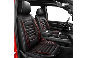 AOMSAZTO Car Seat Covers Full Set Fit for Dodge RAM 2002-2024 1500 2500 3500 Truck Pickup Crew Quad Cab with Curved Bench, Redline