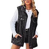 Zontroldy Denim Jean Vest for Women Sleeveless Oversized Button Down Denim Jean Vest Waistcoat Shacket Jacket