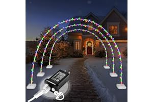 JHkim 3 Pack 10ft Christmas Light Archway, Holiday Wedding Outdoor Party Arch Decoration, 8 Modes Multicolor LED for Driveway Pathway Garden Lawn Yard Tunnel Decor, Easy Assembly, Reusable
