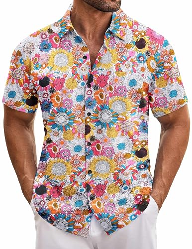 Men's Tropical Hawaiian Shirt – Dark Green Floral Button-Up, Loose Fit, Summer & Vacation Style - View #2