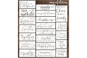 YANROOM Word Stencils for Painting On Wood Sign Canvas Fabric, Reusable Welcome Farmhouse Burning Inspirational Art Craft Paint Stencil for Shirt Family Furniture Wall Card Making (20 Home)