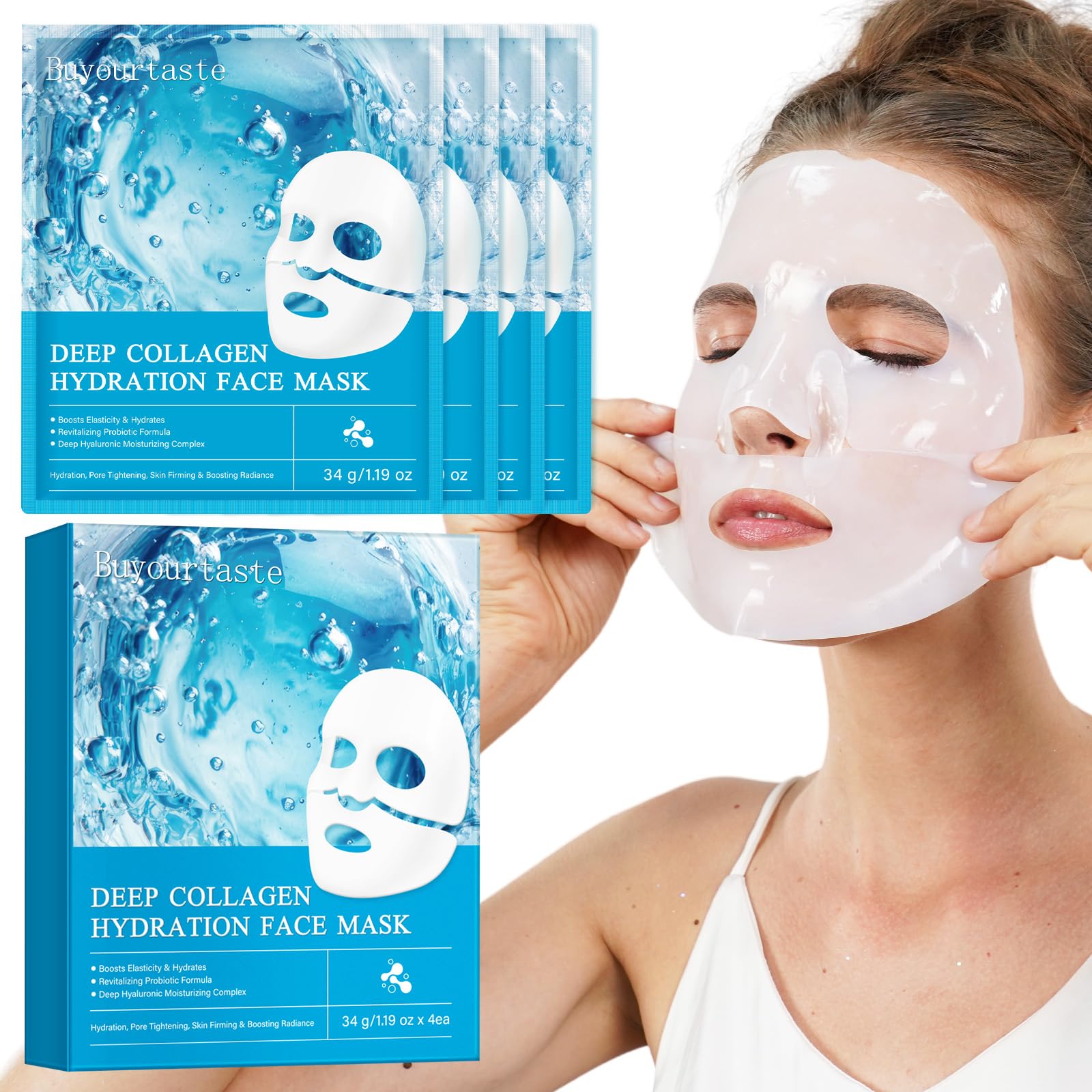 Collagen Face Mask, Bio Collagen Deep Hydration Mask, Deep Collagen Overnight Masks, Anti Wrinkle Face Masks Skincare, Moisturize, Hydrate, Firming, Brighten Skin, Enhance Skin Vitality