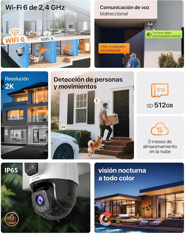 Câmara de Vigilância Exterior WiFi de 6MP