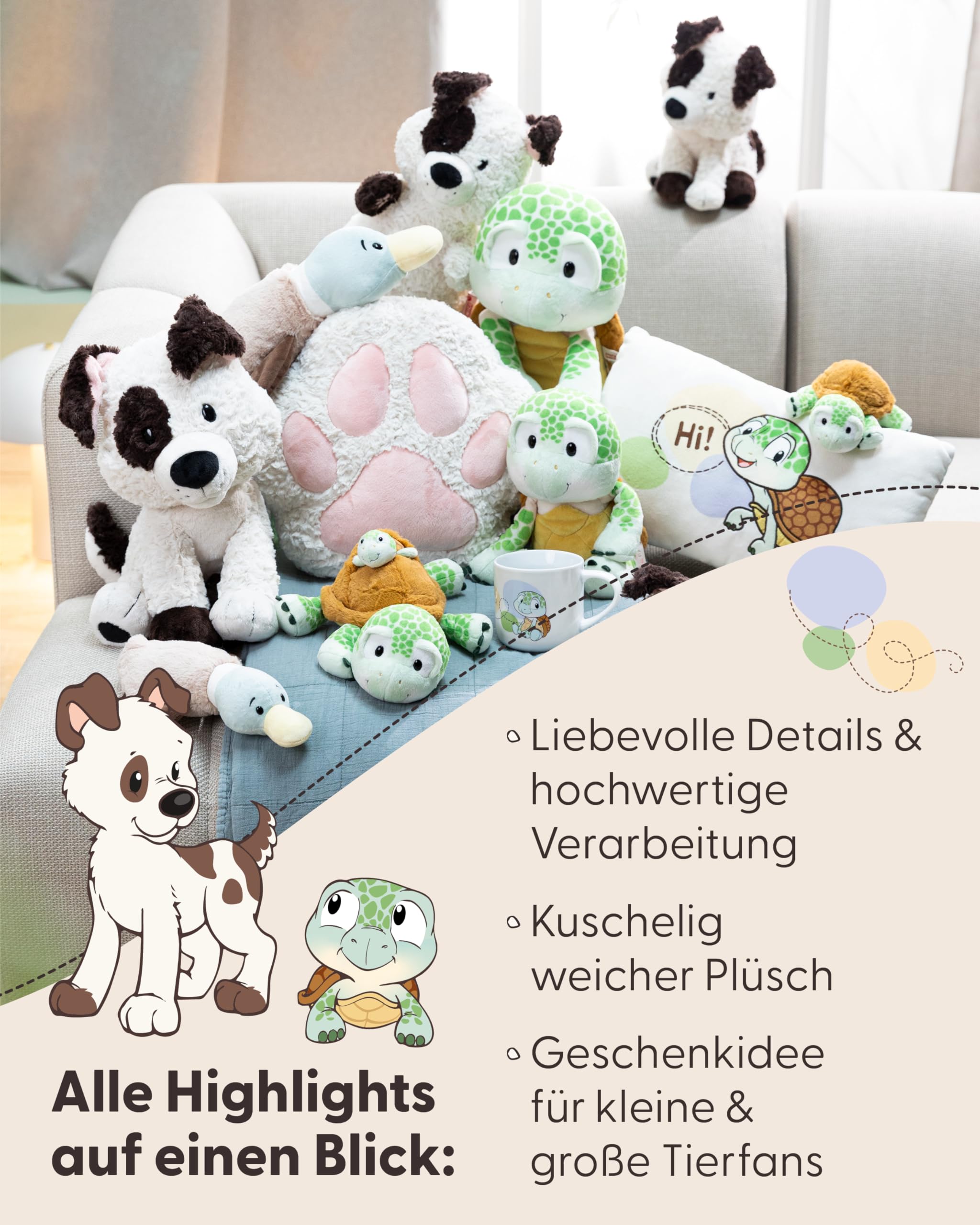 NICI Kuscheltier Schildkröte 23cm - grün - Stofftier aus weichem Plüsch, niedliches Plüschtier zum Kuscheln und Spielen, für Kinder & Erwachsene, tolle Geschenkidee - 63069 5
