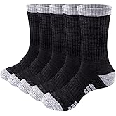 YUEDGE Mens Socks Moisture Wicking Anti-Odor Work Socks Hiking Casual Athletic Cushioned Crew Socks For Men