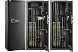 VEVOR 6-8 Rifles Gun Safe, Rifle Safe with Lock & Digital Keypad, Quick Access Tall Gun Storage Cabinet with Removable Shelf,