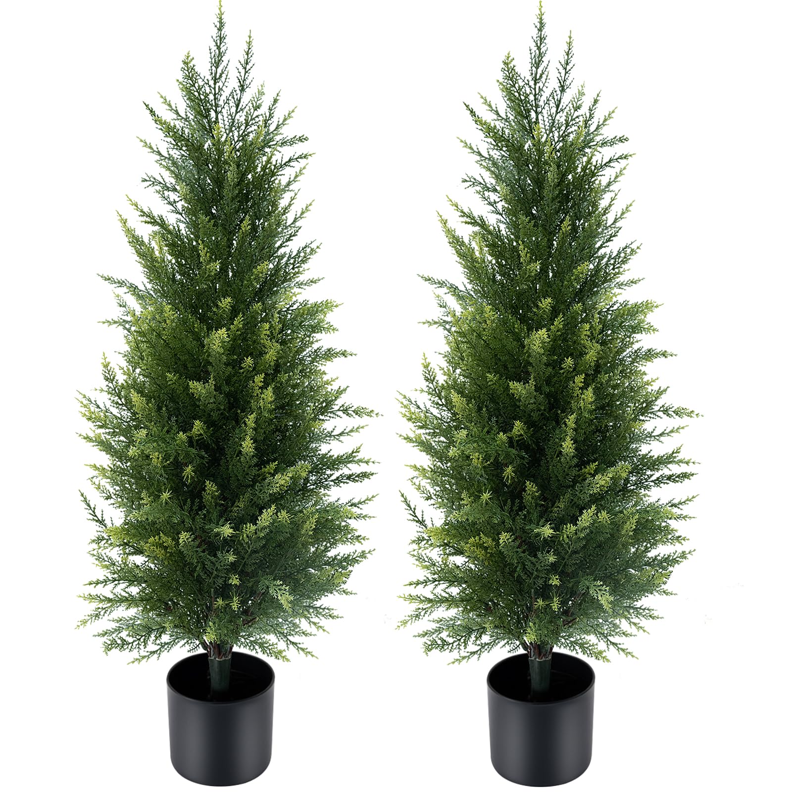 Photo 1 of *** CHECK COMMENTS***    Niaone Artificial Cedar Topiary Trees 3FT, Set of 2 – Outdoor Faux Evergreen Trees for Front Porch, Patio, Garden & Entryway Décor, Realistic Lifelike Cedar Trees for Home & Office Decoration