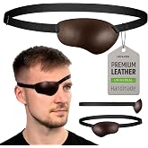 Brown Leather Eye Patch, Concave 3D Design for Adults, Adjustable Strap | Ergonomic Design, Soft Foam Edge, No Eyelash Contact, Natural Blinking, Suitable for Men And Women for Daily Wear