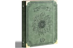 Ovesmusl Classeur à 3 anneaux en cuir tournesol de 2,5 cm pour 200 feuilles de papier format lettre, couverture d'histoire de