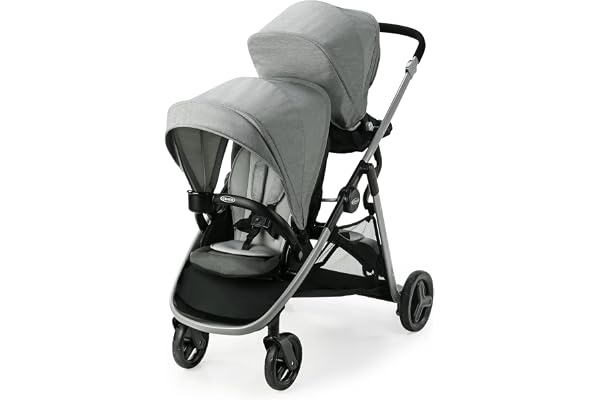 Graco Ready2Grow LX 2.0 Double Stroller, Twin Baby Stroller Features Bench Seat and Standing Platform Options, Compact Fold Perfect for Baby Travel, Clark