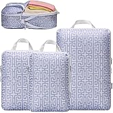 Boho Packing Cubes Organizer Bags for Suitcase & Backpack, Compression Packing Cubes for Travel, Lightweight Luggage Organizers, Travel Cubes for Packing, Vacation Essentials, 3pc Set, Lavender