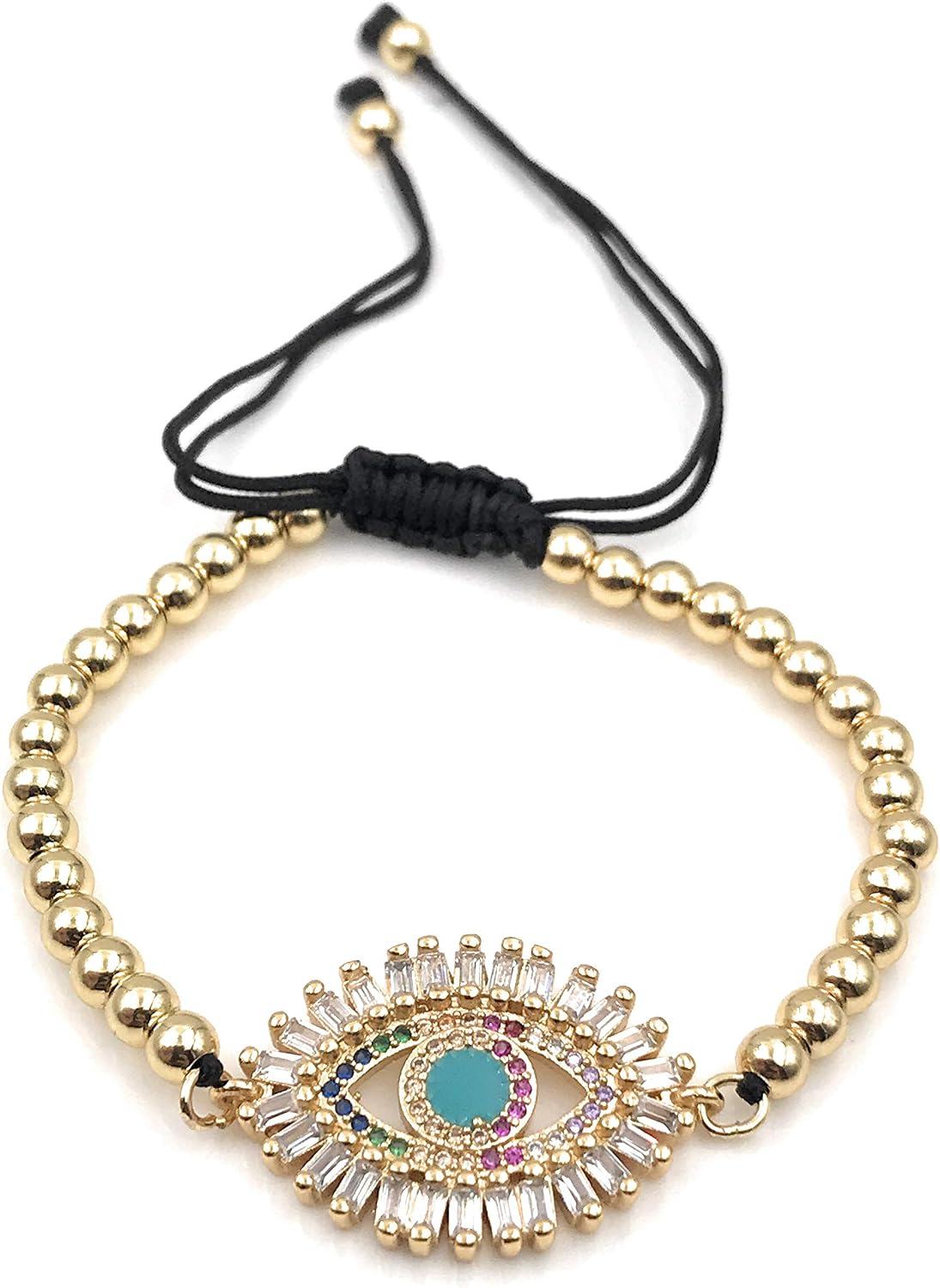 Evil Eye Gold Plated Cubic Zirconia String Bracelet