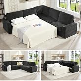 Jocisland 106" Oversized Sofa Bed, Sectional Sleeper Sofa with Storage | Memory Foam Mattress, High Resilience Mattress, Storage Chaise, Queen Size Sofa Bed for Living Room &amp; Guest Bedroom-Gray