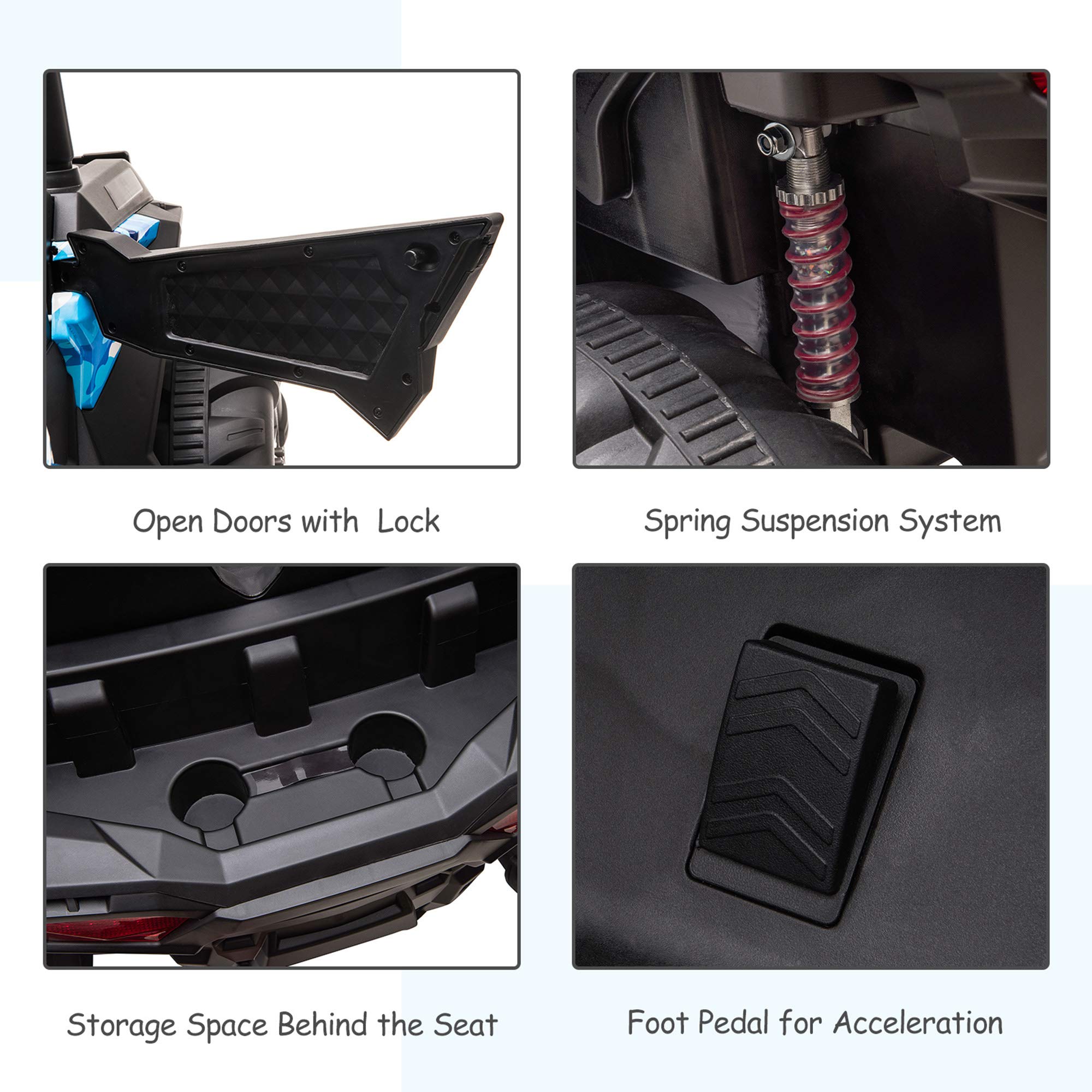 Aosom 12V Kids Ride On Car Electric Off-Road UTV Truck Toy with Parental Remote Control, Suspensions, USB, Bluetooth, 3 Speeds & 4 Motors, Camo Blue