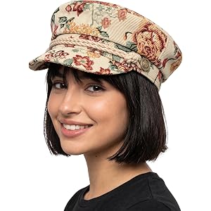 Funky Junque Greek Fisherman Newsboy Cap, Cotton Captains Bakerboy Hat | Breathable cotton fisherman cap with flat round top