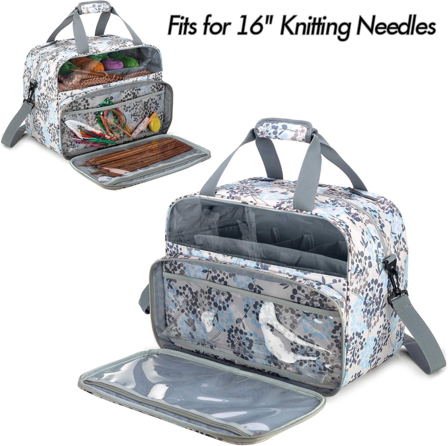 Teamoy Knitting Storage Bag, Portable Yarn Storage Tote Bag for Yarn Unfinished Project - Image 3