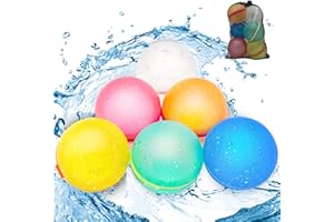 QETUPA Reusable Water Balloons, Latex-Free Silicone Water Balloons with Mesh Bags, Self-Sealing, Quick Fill, Refillable Water Balloons for Kids and Adults Pool Outdoor Party Games Toys (6PCS)