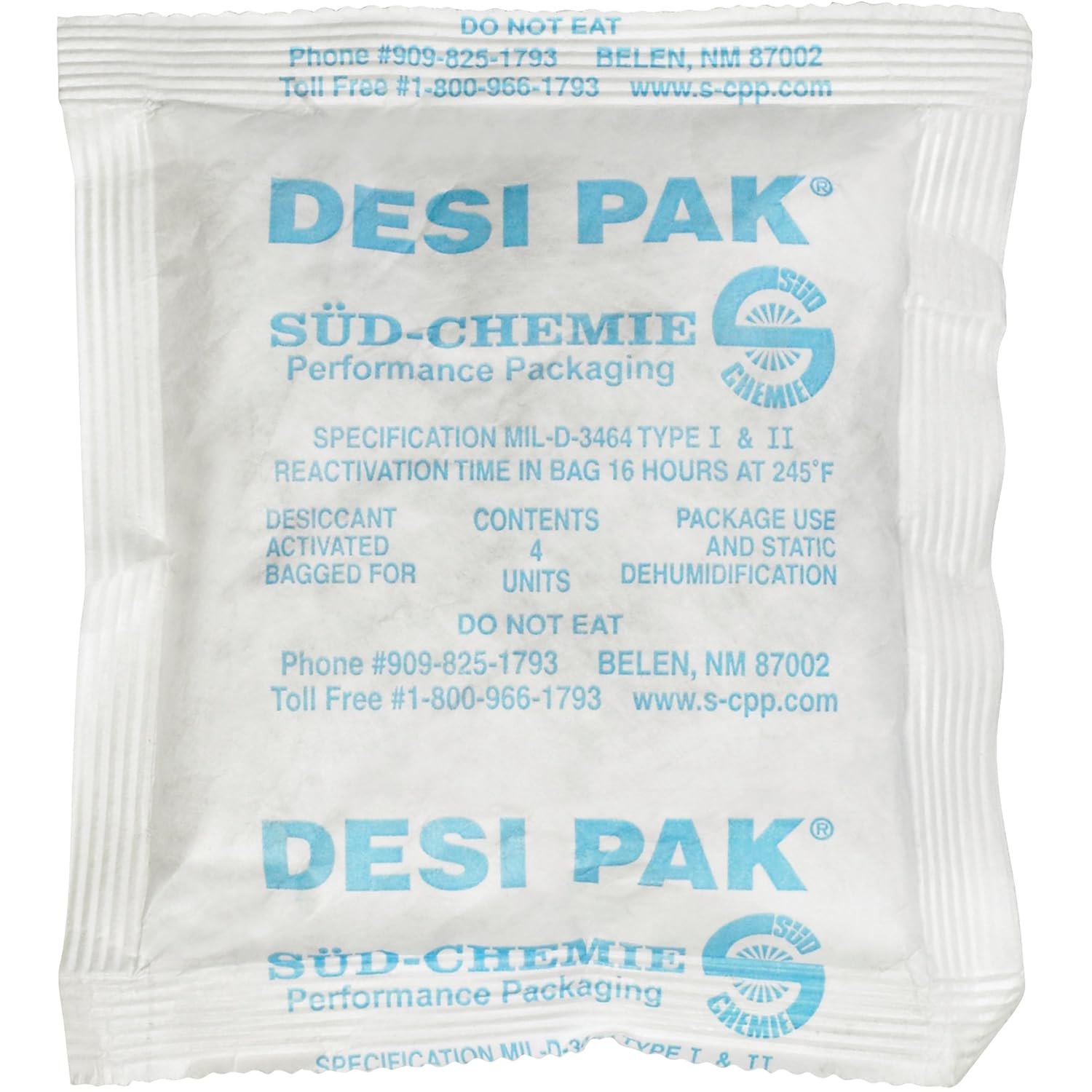 Boxes Fast Tyvek Clay Desiccants, 34 Gallon Drum, 5" x 5 1/2" x 1/2
