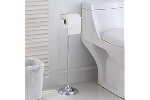 SunnyPoint Bathroom Free Standing Toilet Tissue Paper Roll Holder Stand with Reserve Function, Chrome Finish