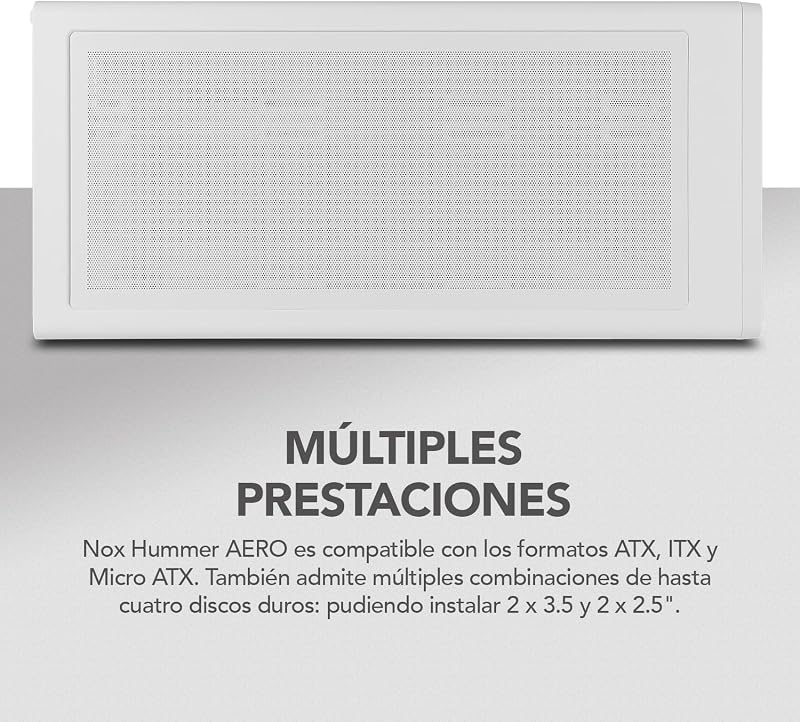 Hummer Aero – ATX Mid-Tower |M-ATX | O ITX inclui 4 ventoinhas ARGB PWM de 140mm, malha frontal, lado de vidro temperado, USB-C e USB 3.0, suporte a GPU de 420mm, filtro magnético, branco