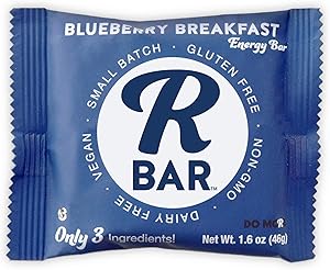 RBar Blueberry Breakfast Energy Bars – Plant Based Whole Food Snack Bars – Just 3 Ingredients, Gluten & Dairy Free Natural Nutrition & Travel Food for Men & Women, Adults & Toddlers (1.6 oz 10 Count)