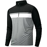 Damipow Mens Quarter Zip Pullover Golf Shirts Long Sleeve Zipper Sweatshirt Dry Fit Polo Outdoor Running Shirts for Men