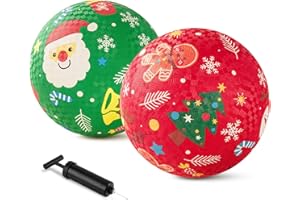ZOOJOY Pack of 2 Cartoon Playground Balls, Christmas Toys Balls for Toddler 1-3, 8.5" Rubber Ball Bouncy Kickball, Indoor & Outdoor Game, for Boys Girls 2-4 with Pump