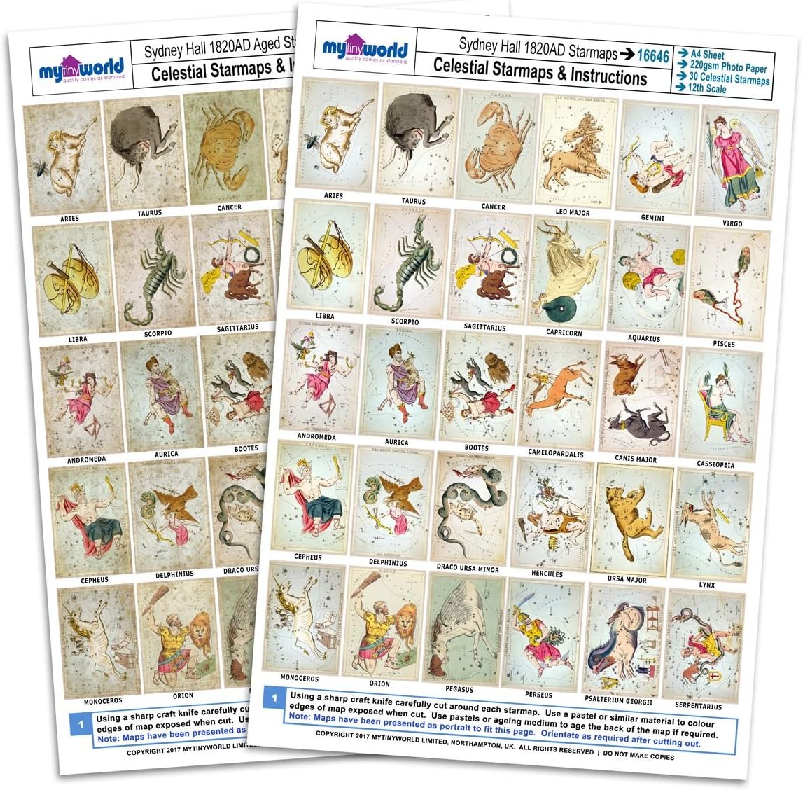 MyTinyWorld Dolls House Complete Set Star Maps 1800s A4 Value Sheet - Image 4
