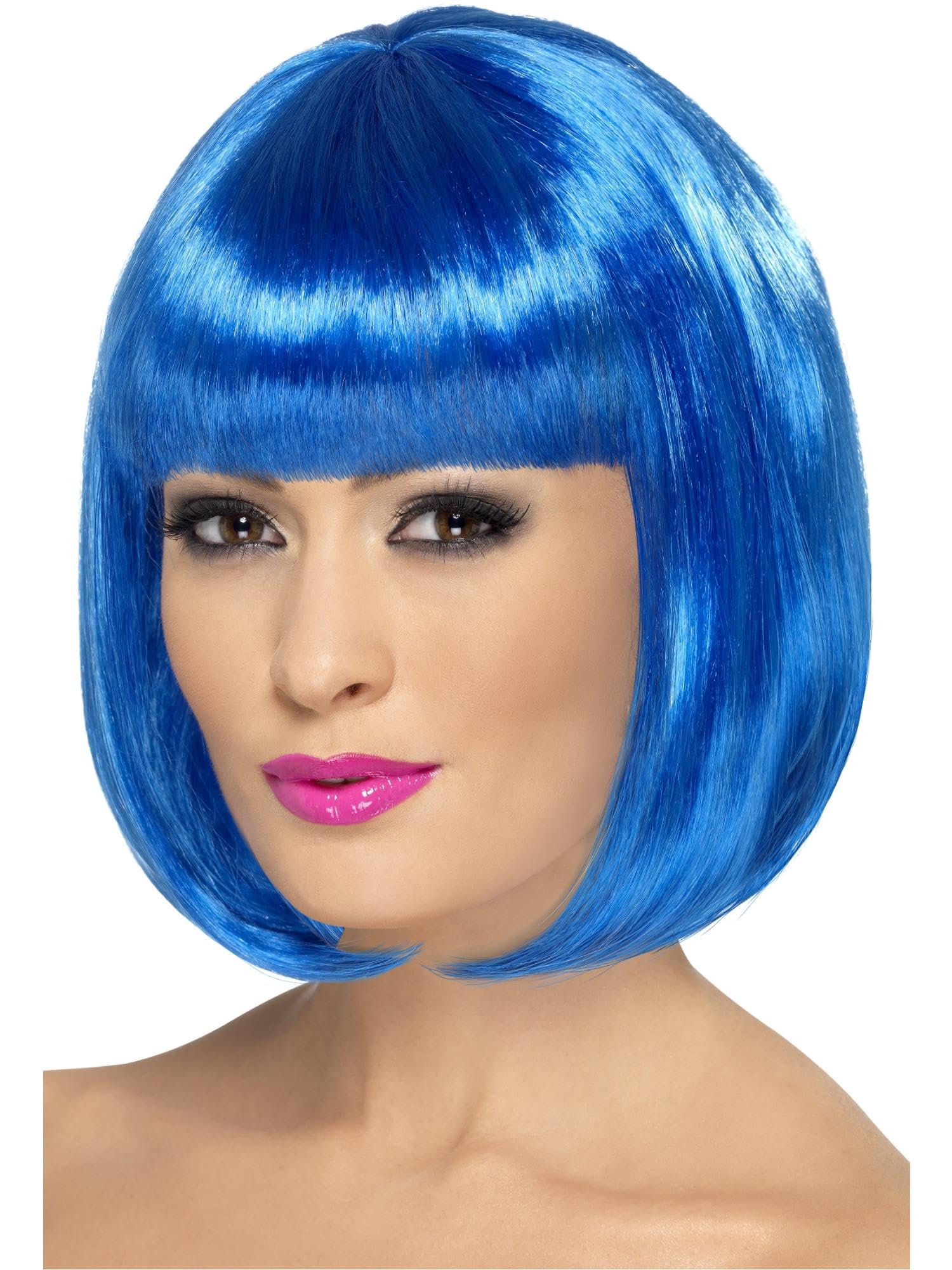 Smiffys Partyrama Wig, 12 inch, Blue Short Bob with Fringe, Ladies Glamour Wigs Fancy Dress, Adult Dress Up Wigs — image 1