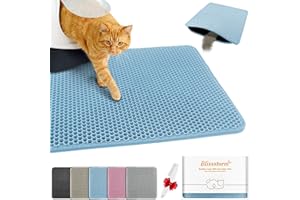 blissstorm Waterproof Cat Litter Mat, Double Layer EVA, Odor-Free Large Grid, Urine Proof, Easy Cleanup (Blue, 12 x 12)