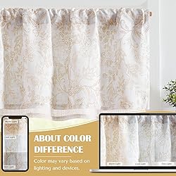 jinchan Sheer Valance for Window Floral Valance