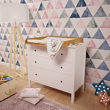 Polini Kids Wickelaufsatz Wickeltischaufsatz für Kommode Hemnes IKEA buche, 1412.2