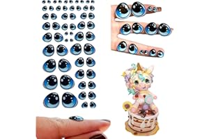 OJITOS ADHESIVOS 3D 3D Resin Googly & Wiggle Eyes – Blue Self-Adhesive Set (58 pcs, 29 Pairs, 5–22 mm) – Realistic Craft Eyes for Dolls, Clay, Amigurumi, Slime, Felt, Cold Porcelain & DIY Projects – 37-M